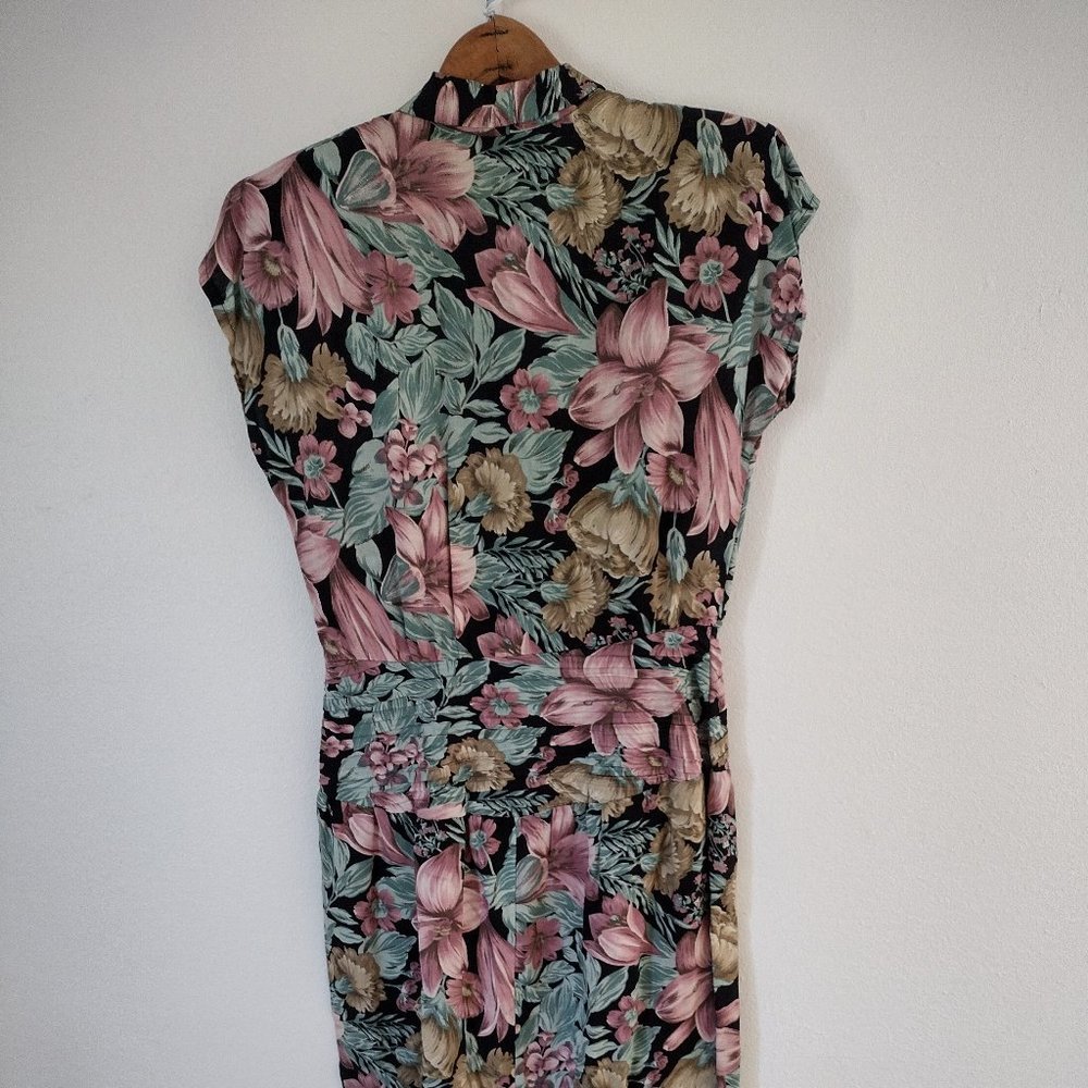 Vintage Champagne West cap sleeve floral dress